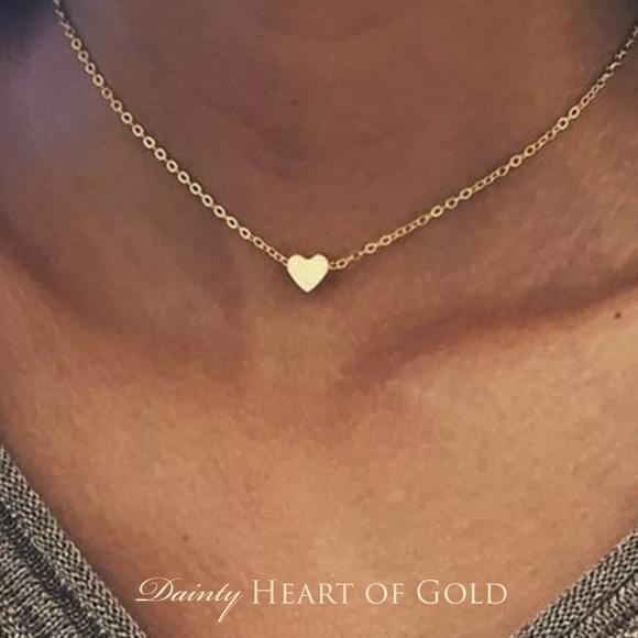 18k Gold Plated Dainty Heart of Gold Necklace - Picture 4 of 4